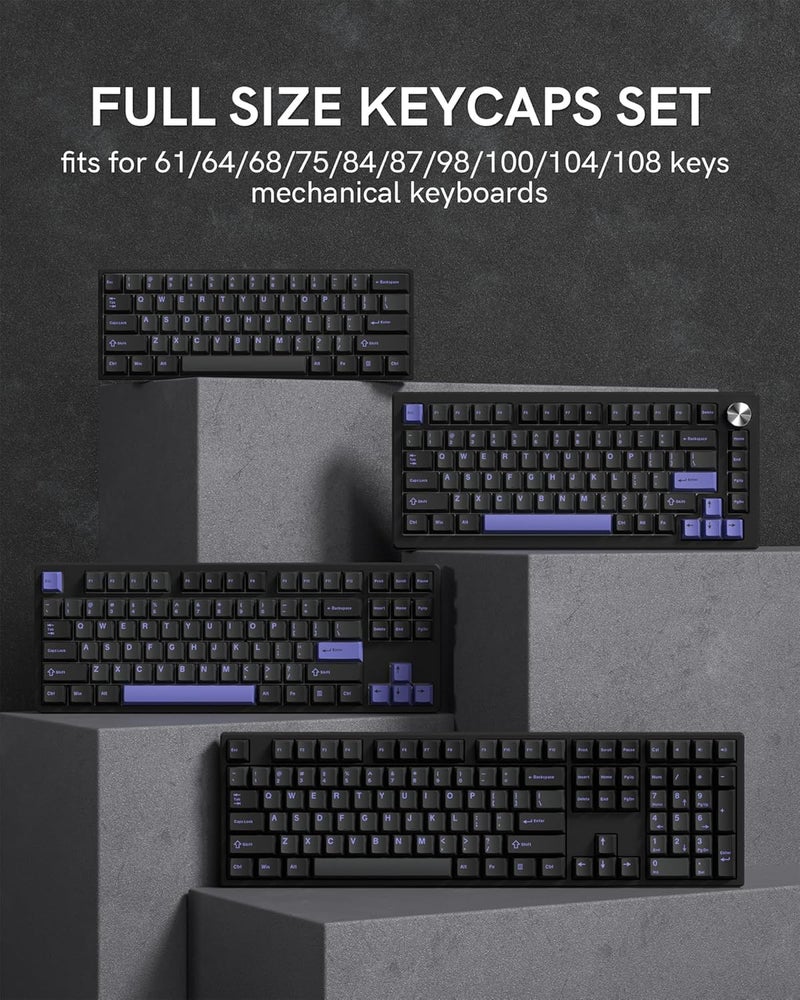 COSTOM Womier Double Shot PBT Keycaps Set 138 Keys, Cherry Profile Custom Keycaps 60 65 75 100 Percent for 61/64/68/84/87/100/104/108 Retro Gaming Mechanical Keyboard, Black Purple - Image 5